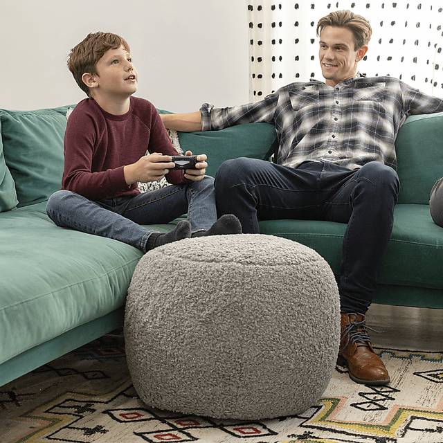 Bansqa I Gray Shearling Pouf - Thumbnail - Image 4