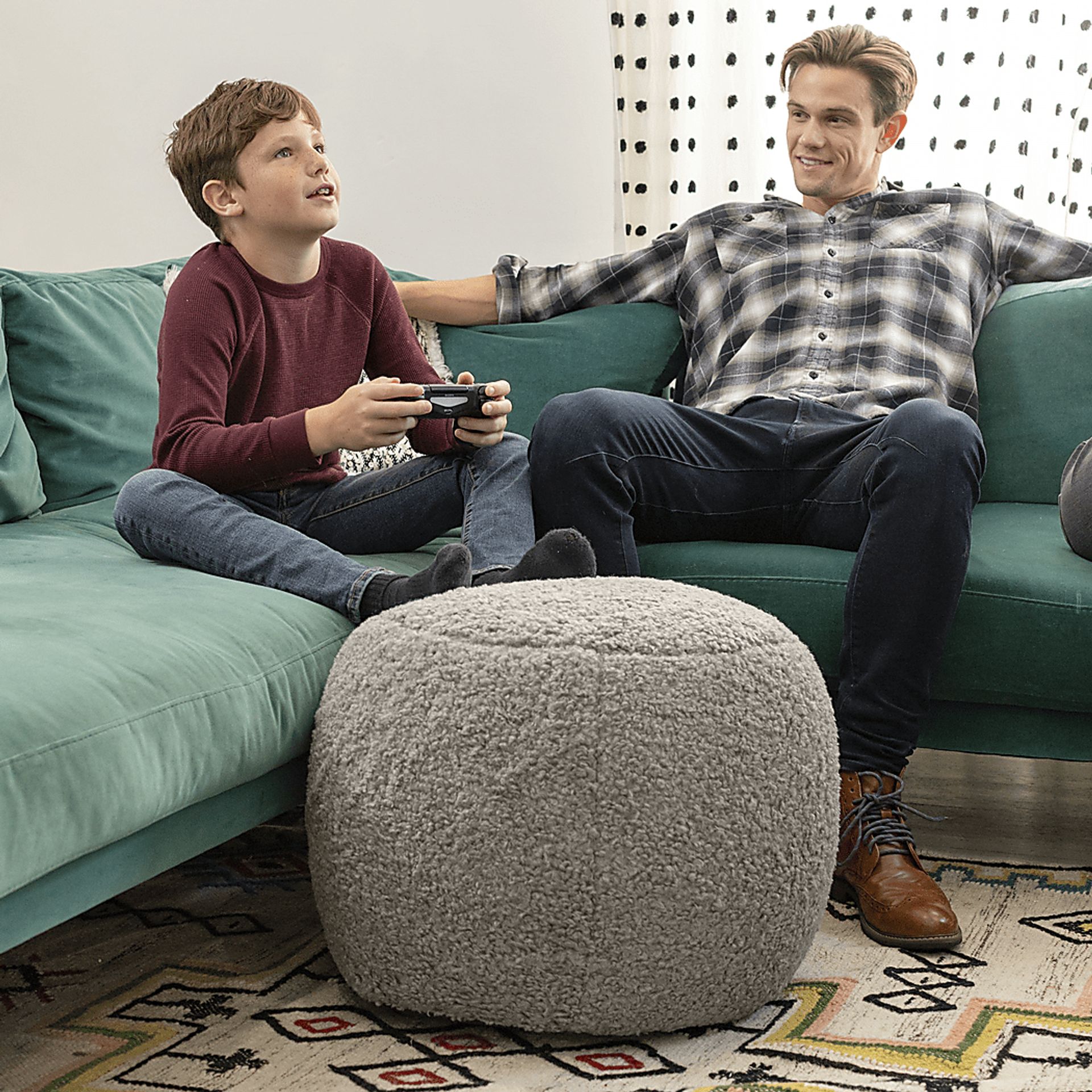 Bansqa I Gray Shearling Pouf - Image 4