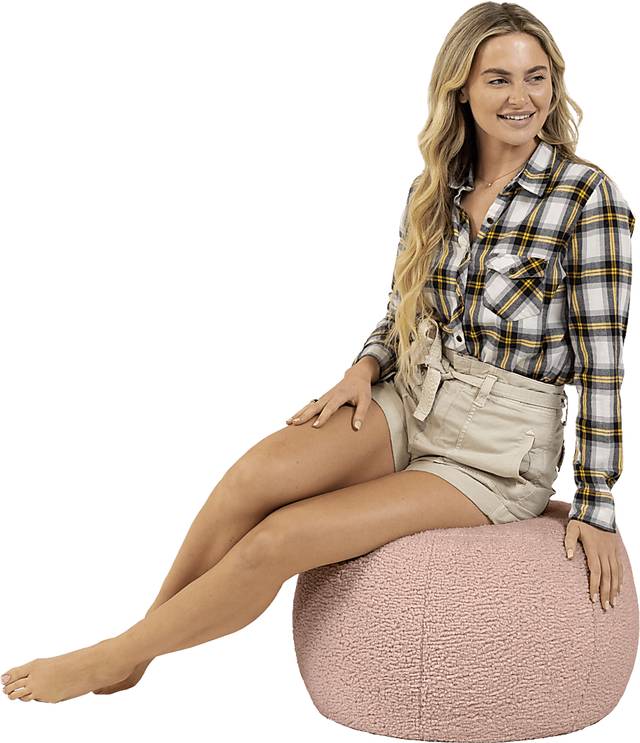 Bansqa I Pink Shearling Pouf - Thumbnail - Image 2