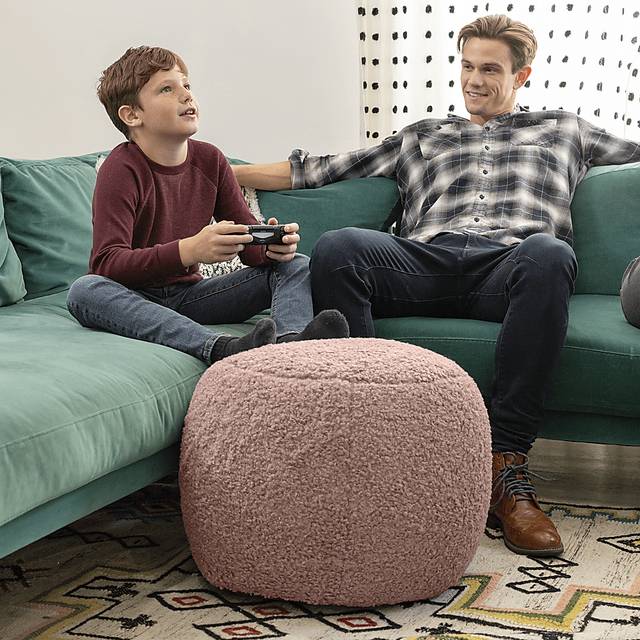 Bansqa I Pink Shearling Pouf - Thumbnail - Image 4