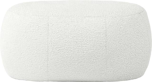 Bansqa II White Oval Shearling Pouf - Thumbnail - Image 1