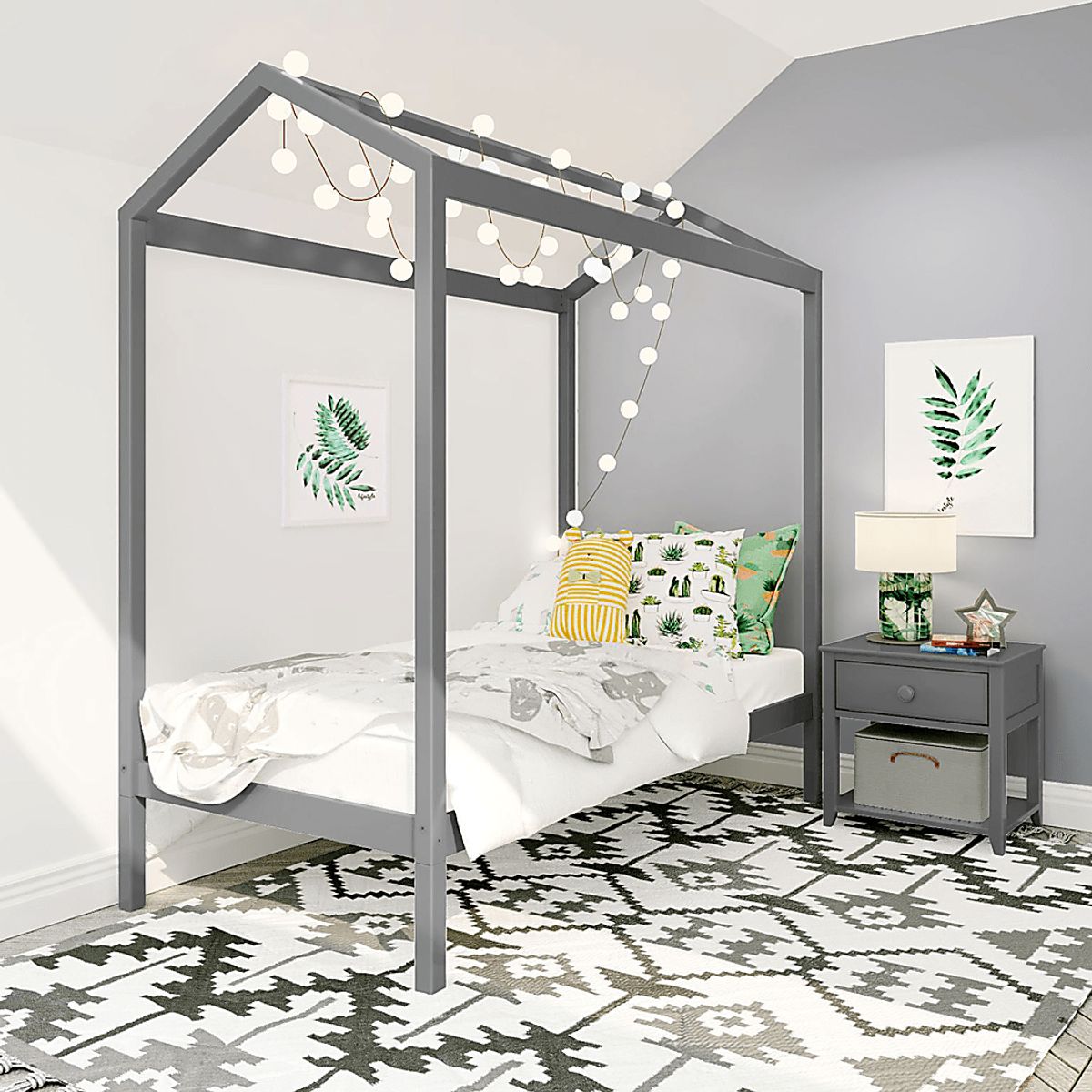 Banting Gray Twin Canopy Bed | Rooms to Go