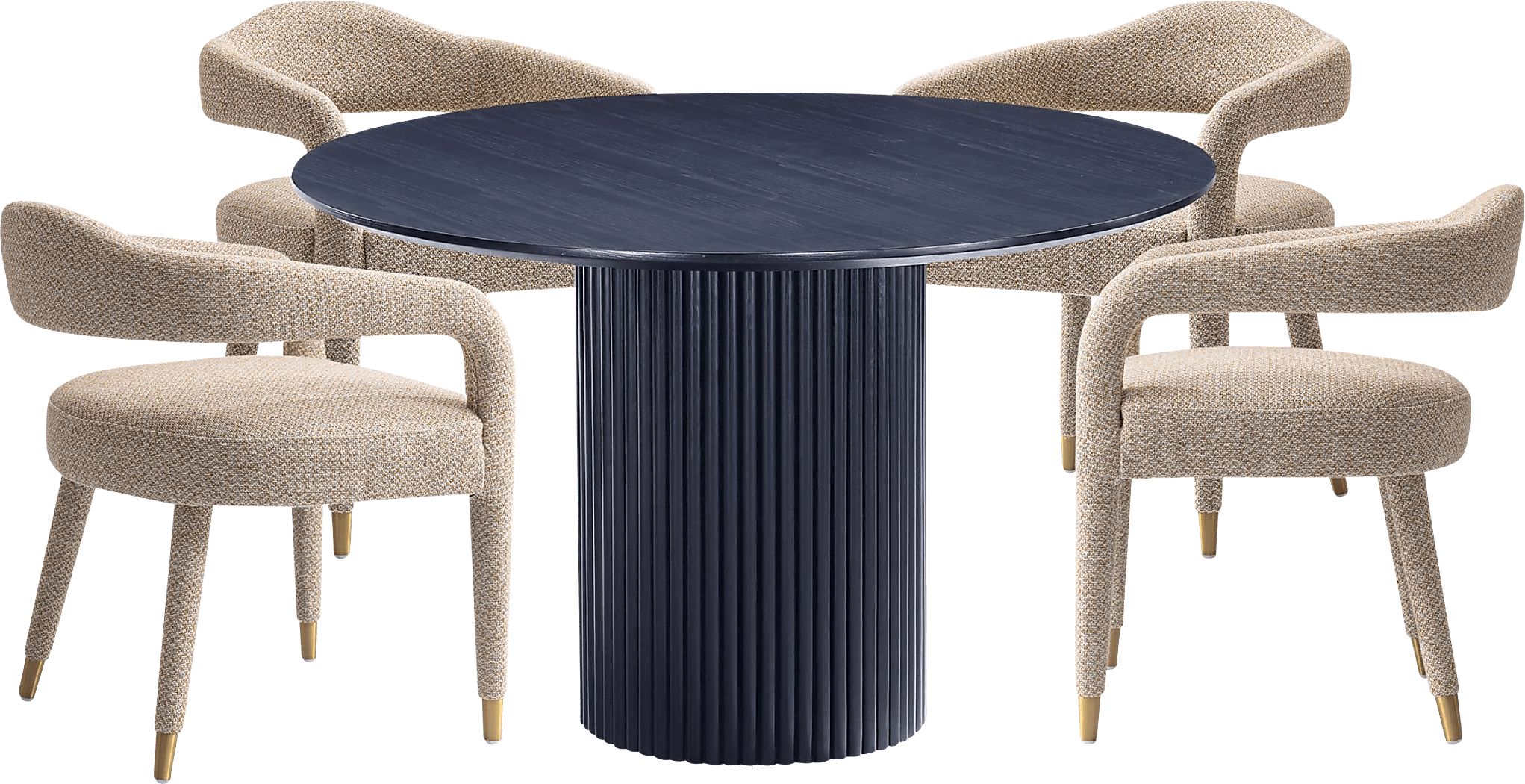 Barbette Black and Gold 5 Pc Dining Table Set