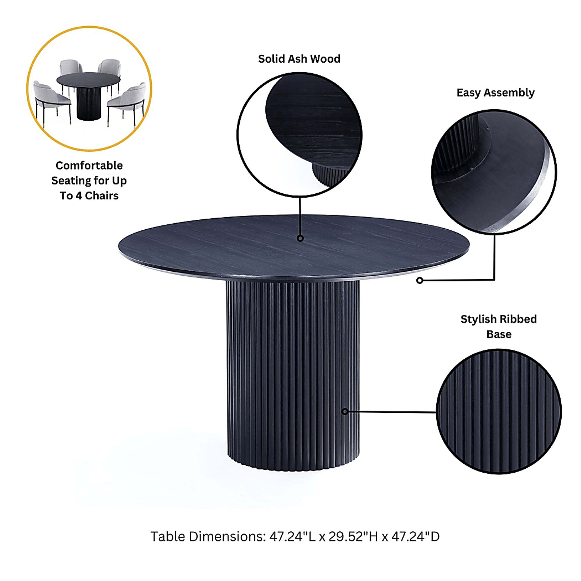 Barbette Black and Silver 5 Pc Dining Table Set - Image 3