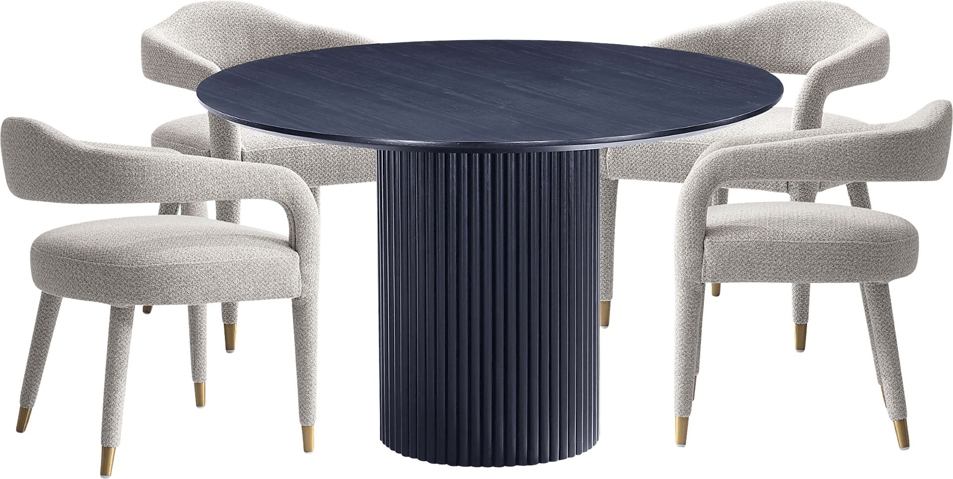 Barbette Black and Silver 5 Pc Dining Table Set - Image 1