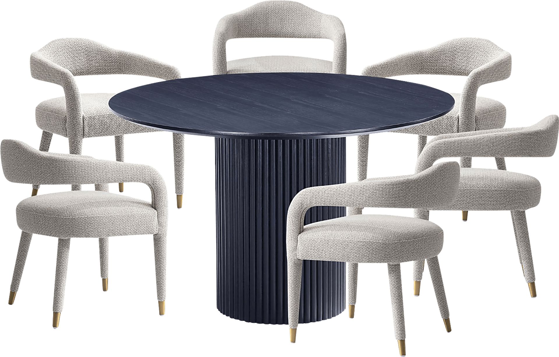 Barbette Black and Silver 7 Pc Dining Table Set - Image 1