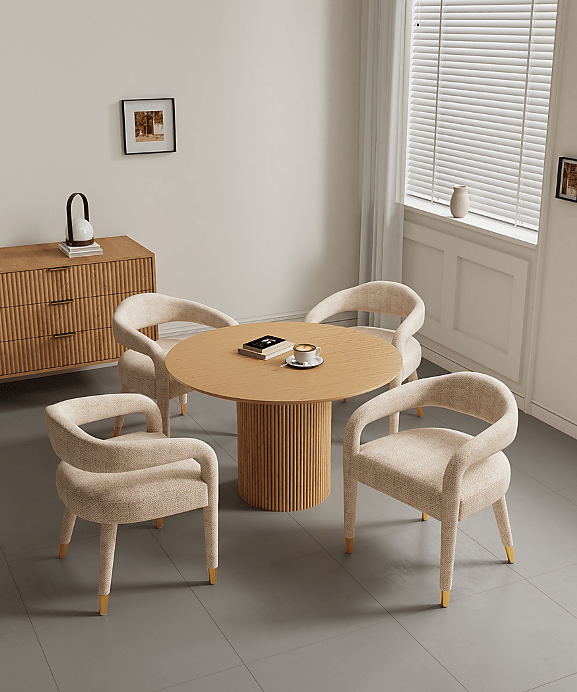 Barbette Natural and Gold 5 Pc Dining Table Set - Image 2