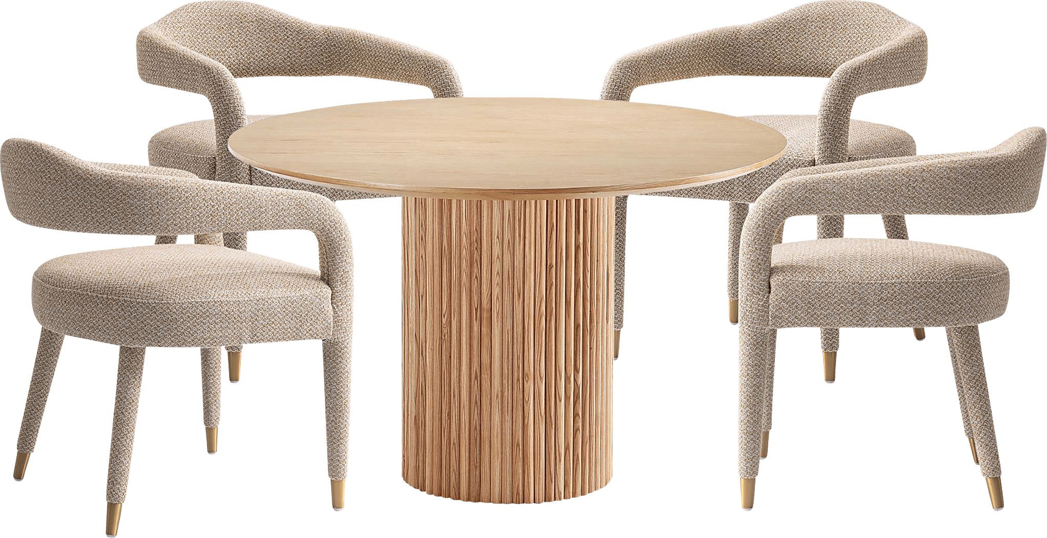 Barbette Natural and Gold 5 Pc Dining Table Set