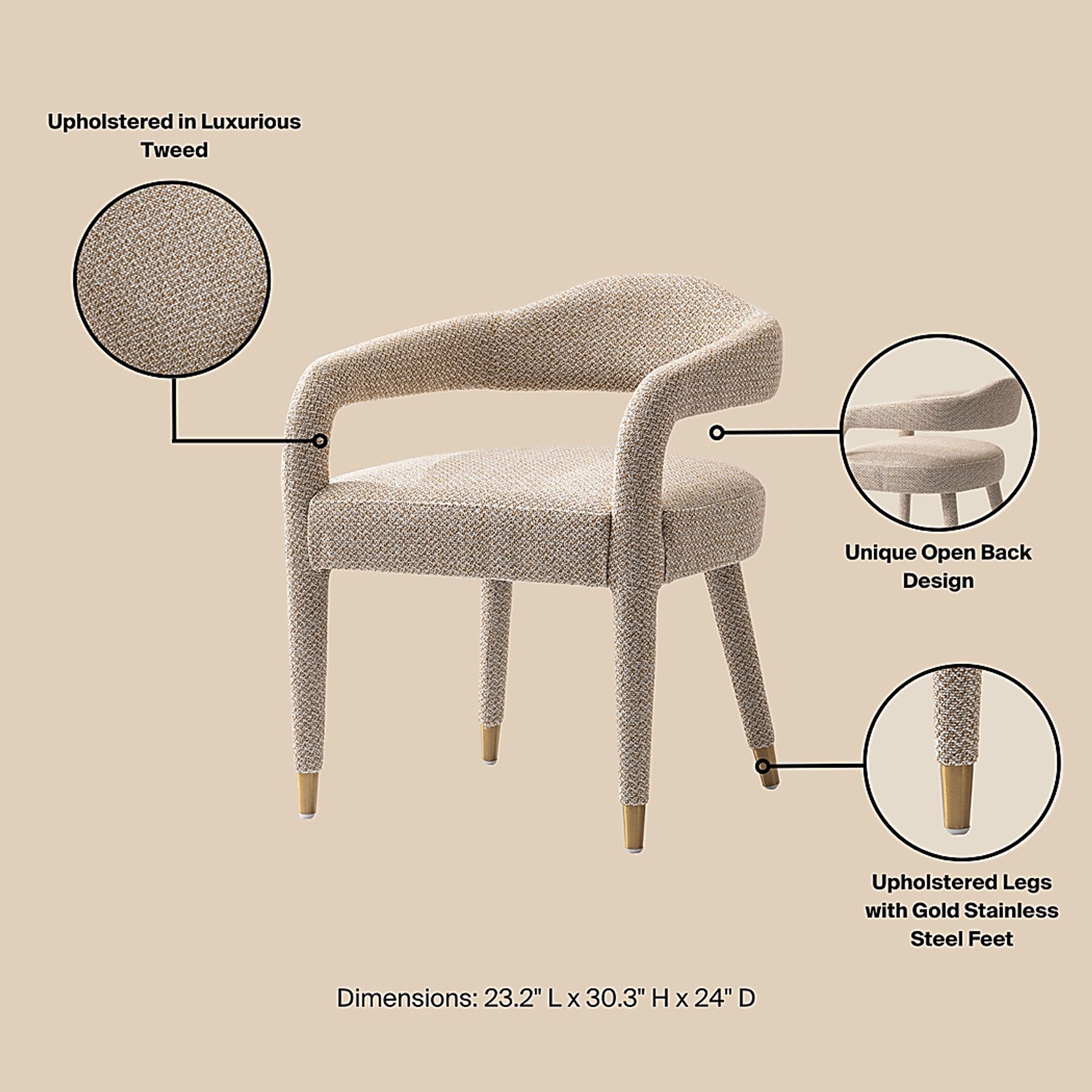 Barbette Natural and Gold 7 Pc Dining Table Set - Image 2