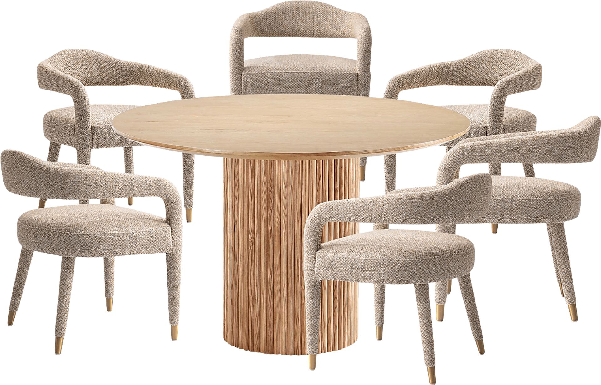 Barbette Natural and Gold 7 Pc Dining Table Set - Image 1
