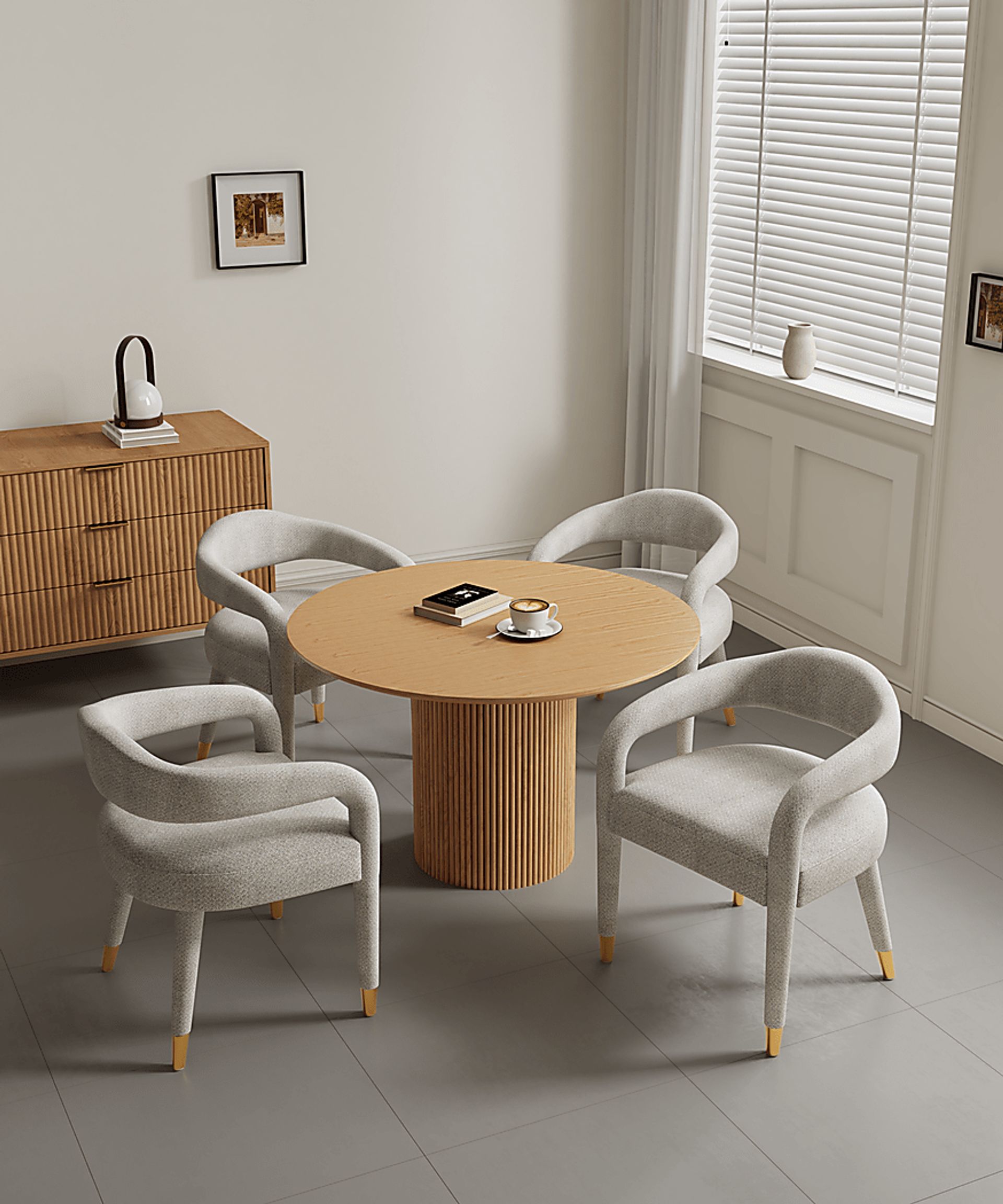 Barbette Natural and Silver 5 Pc Dining Table Set - Image 2