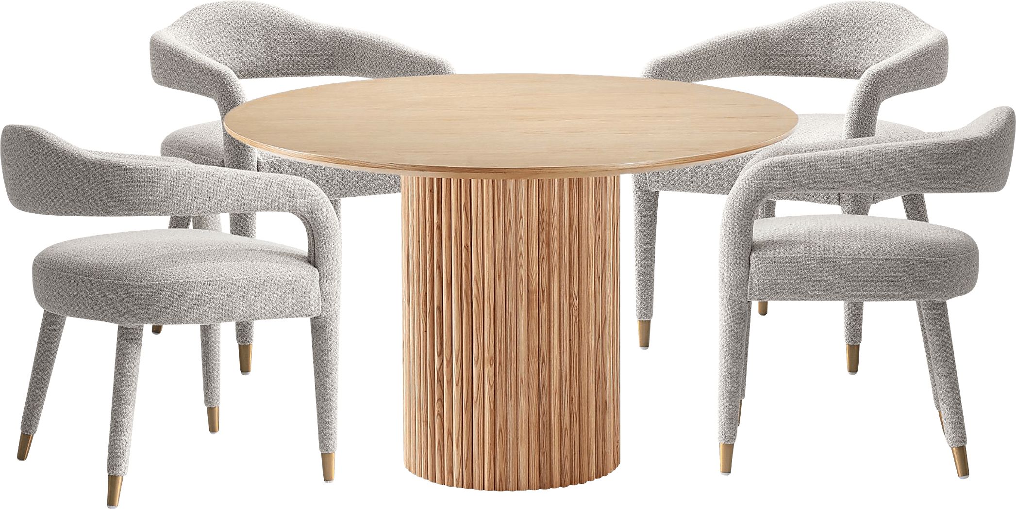 Barbette Natural and Silver 5 Pc Dining Table Set