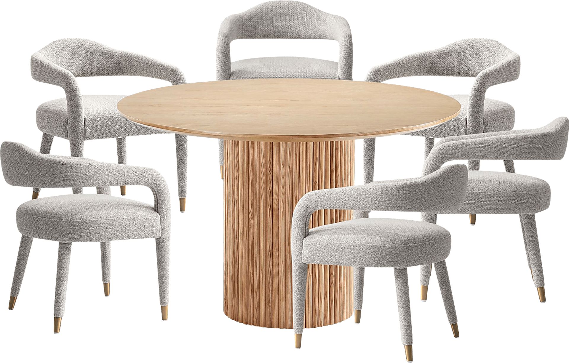 Barbette Natural and Silver 7 Pc Dining Table Set - Image 1