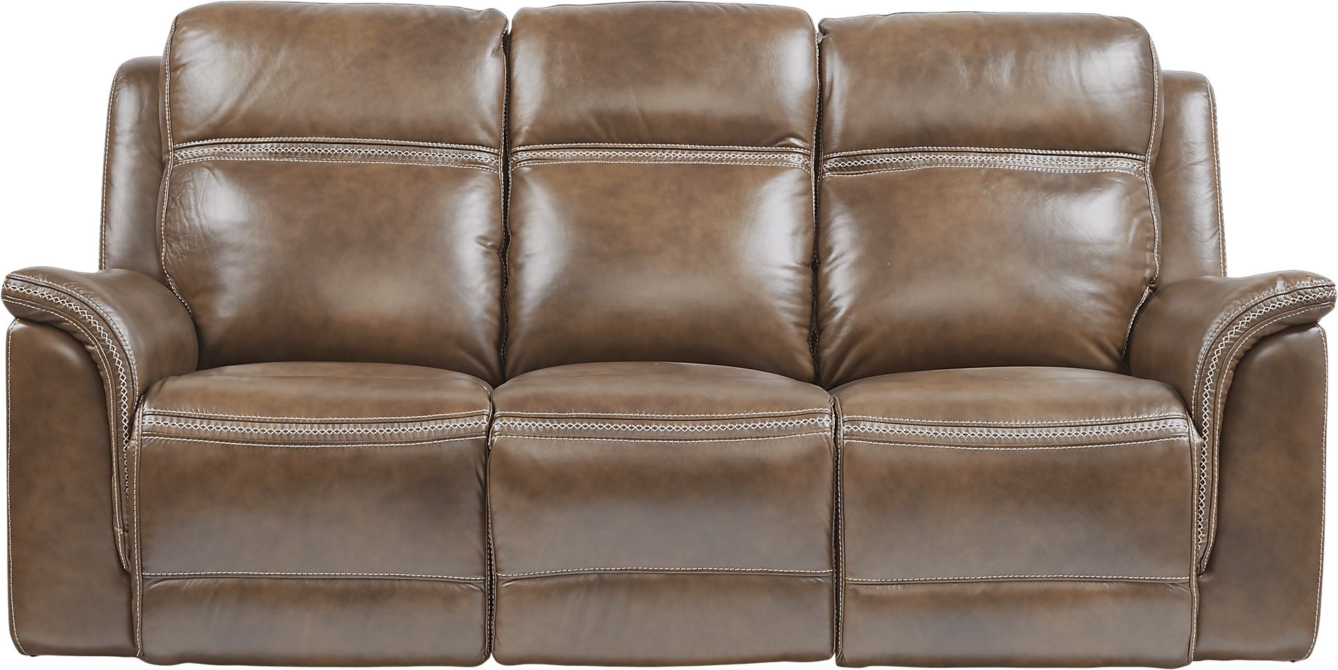 Barcaccia Brown Leather Dual Power Reclining Sofa - Image 1