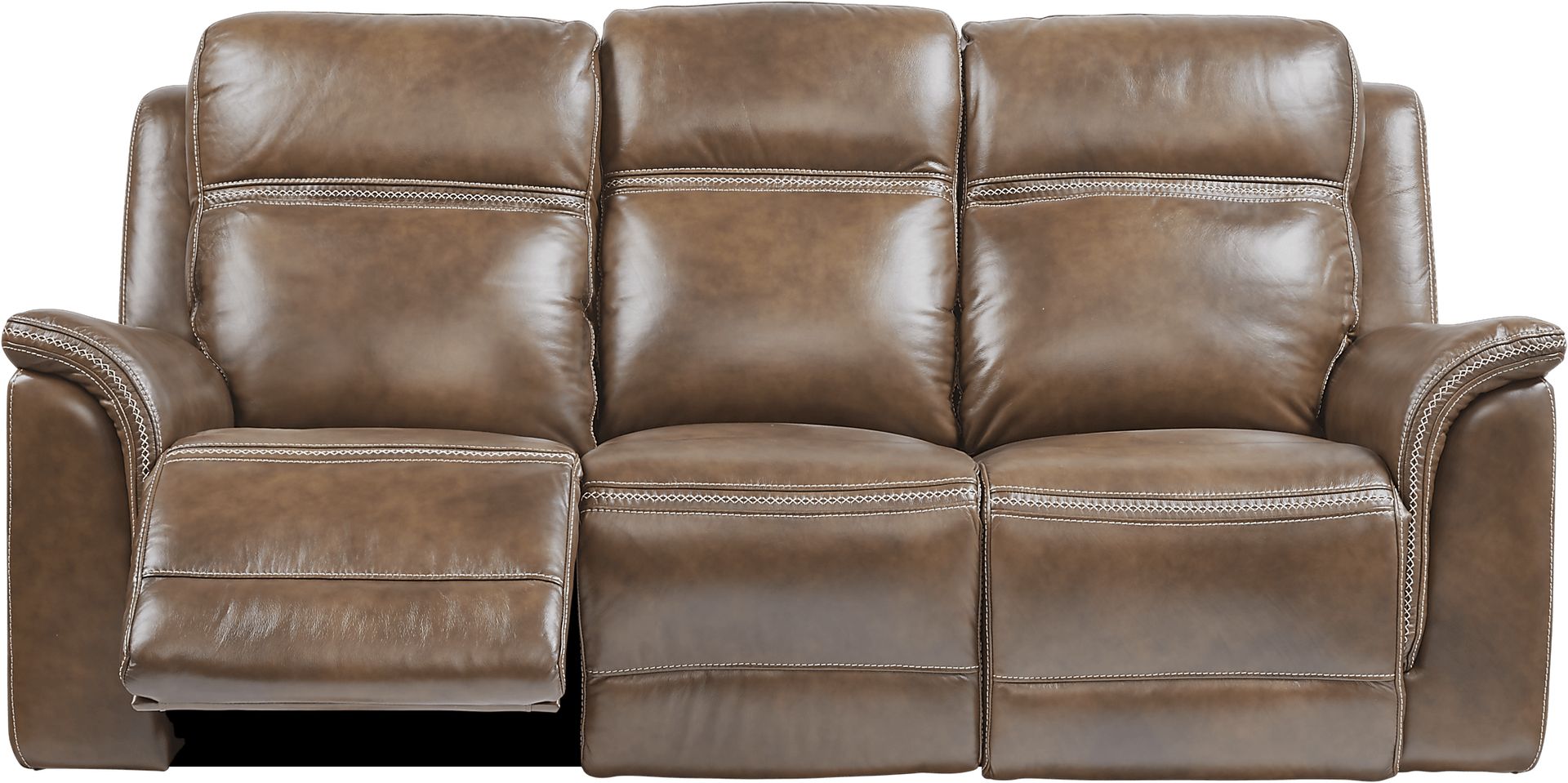 Barcaccia Brown Leather Dual Power Reclining Sofa - Image 2