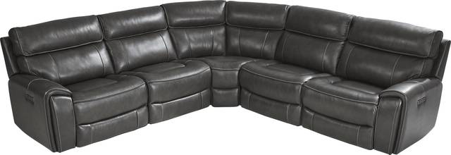 Bardella Dark Gray Leather 5 Pc Dual Power Reclining Sectional - Thumbnail - Image 4