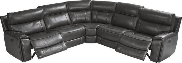 Bardella Dark Gray Leather 8 Pc Dual Power Reclining Sectional Living Room - Thumbnail - Image 5