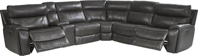 Bardella Dark Gray Leather 10 Pc Reclining Sectional Living Room - Thumbnail - Image 3