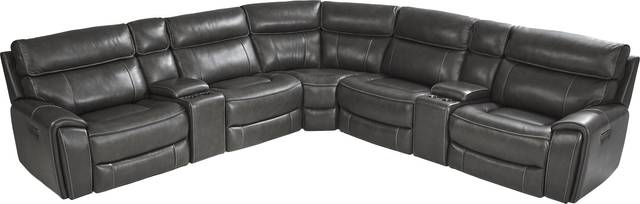 Bardella Dark Gray Leather 10 Pc Reclining Sectional Living Room - Thumbnail - Image 4