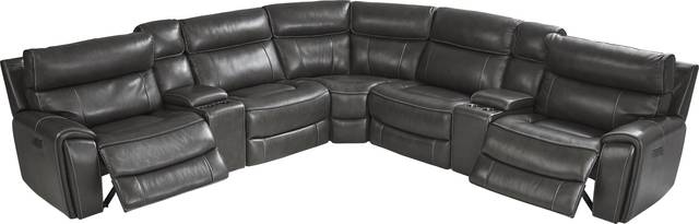 Bardella Dark Gray Leather 10 Pc Reclining Sectional Living Room - Thumbnail - Image 5