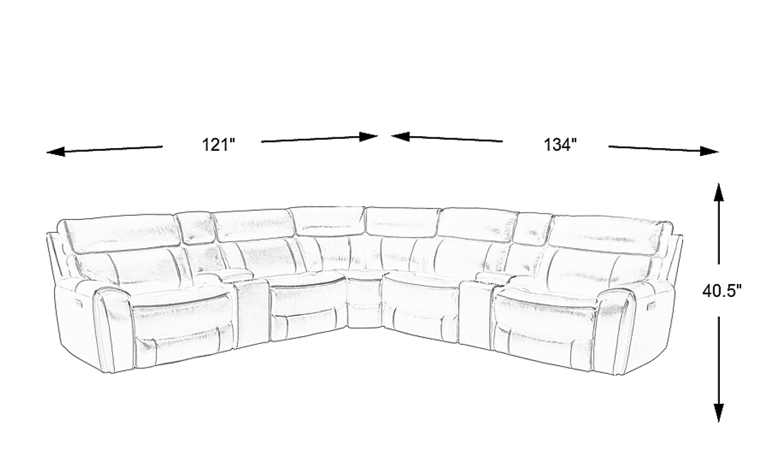 Bardella Leather 7 Pc Non-Power Reclining Sectional