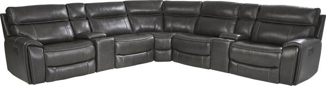 Bardella Dark Gray Leather 10 Pc Reclining Sectional Living Room - Thumbnail - Image 2