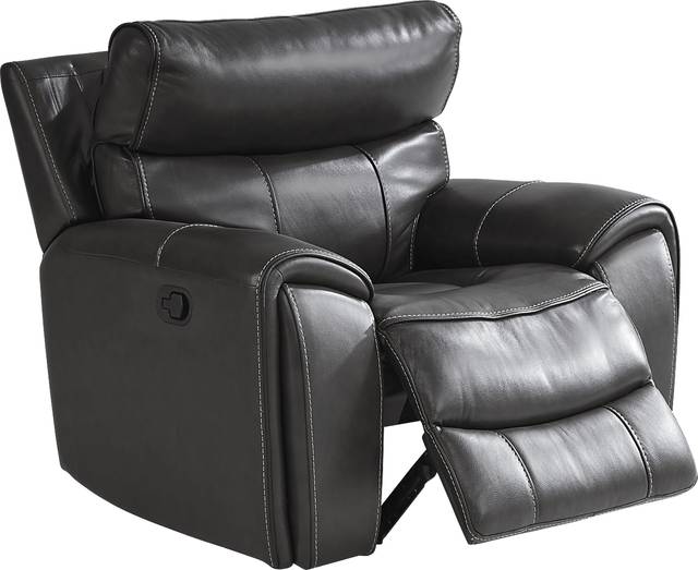 Bardella Dark Gray Leather Glider Recliner - Thumbnail - Image 2