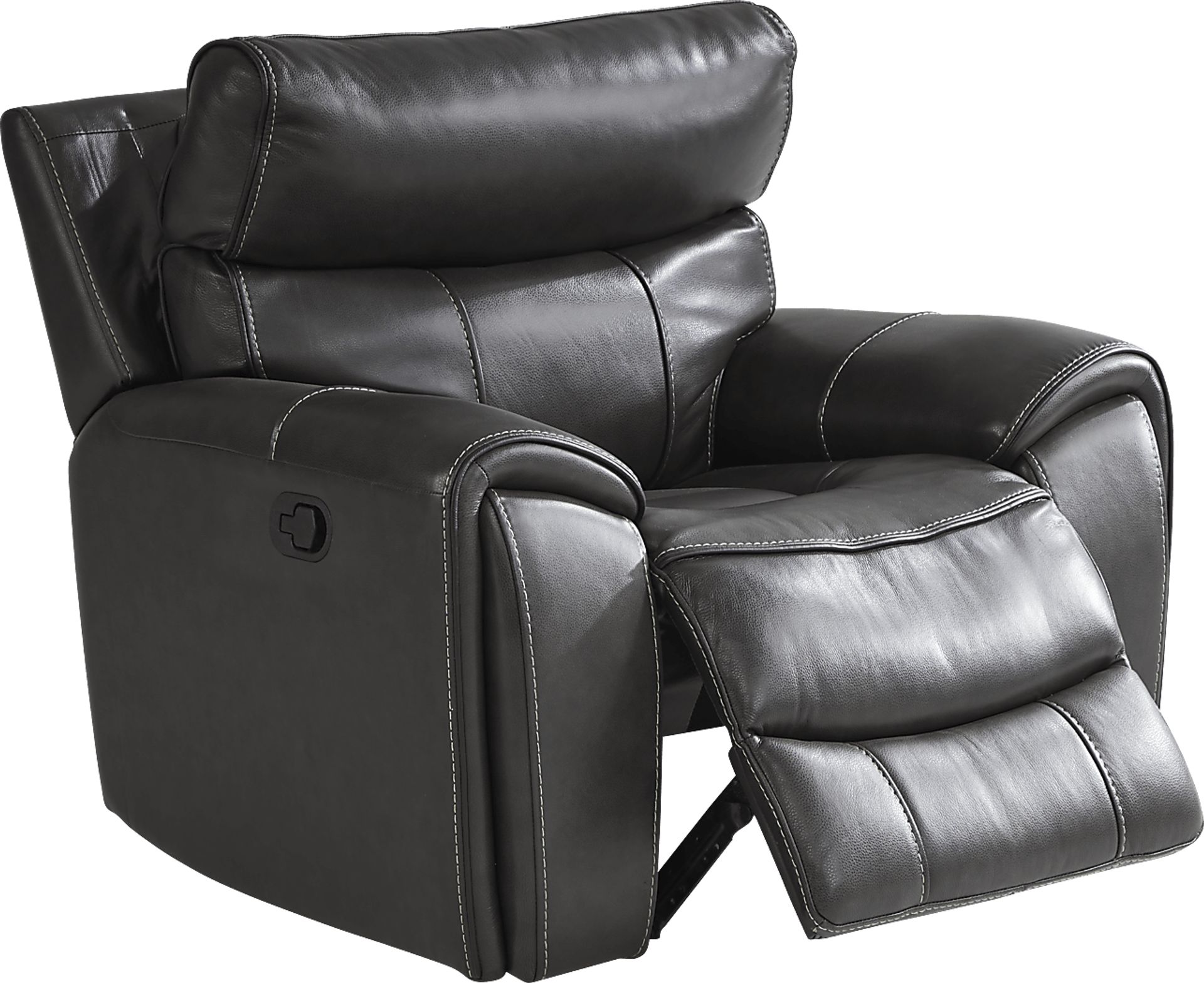 Bardella Dark Gray Leather Glider Recliner - Image 2