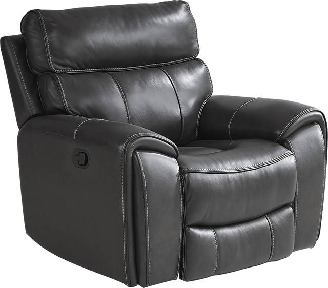 Bardella Dark Gray Leather Glider Recliner - Thumbnail - Image 1