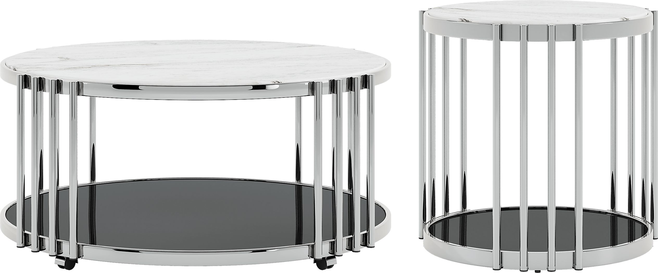Bardiglio Silver 2 pc Occasional Table Set