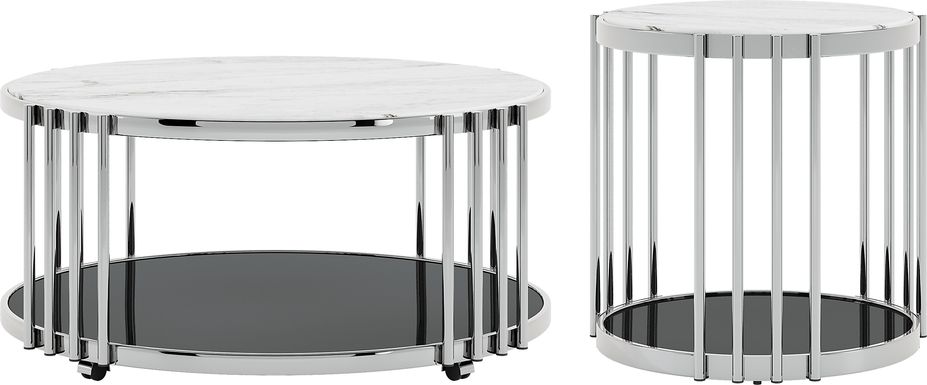 Bardiglio Silver 2 pc Occasional Table Set