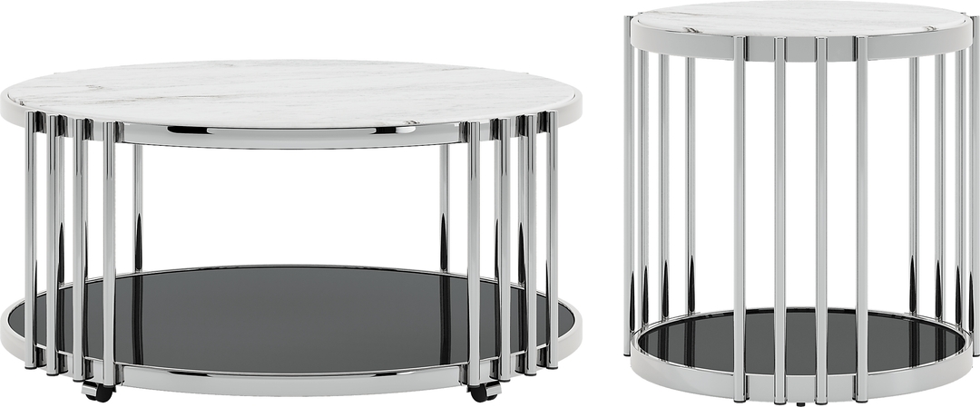Bardiglio Silver 2 pc Occasional Table Set