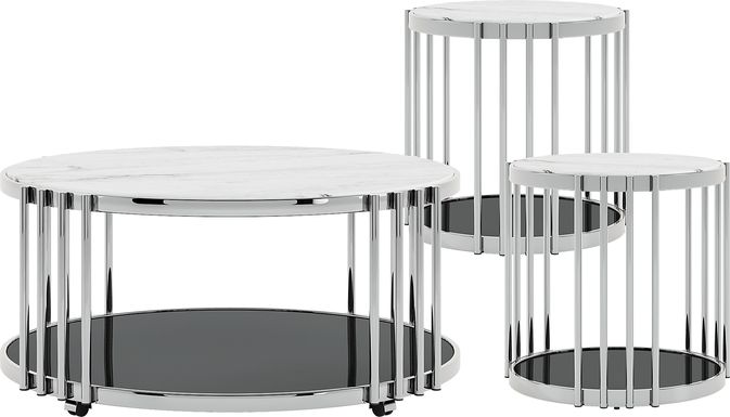 Bardiglio Silver 3 Pc Occasional Table Set