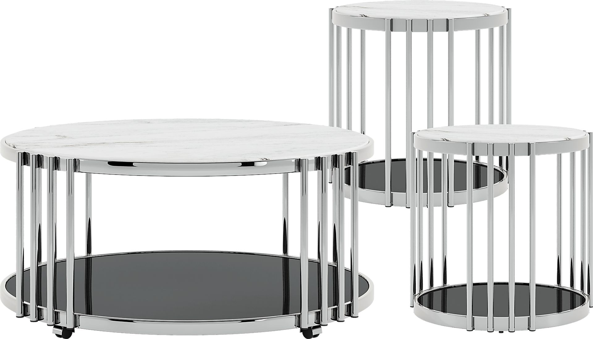 Bardiglio Silver 3 Pc Occasional Table Set - Image 1