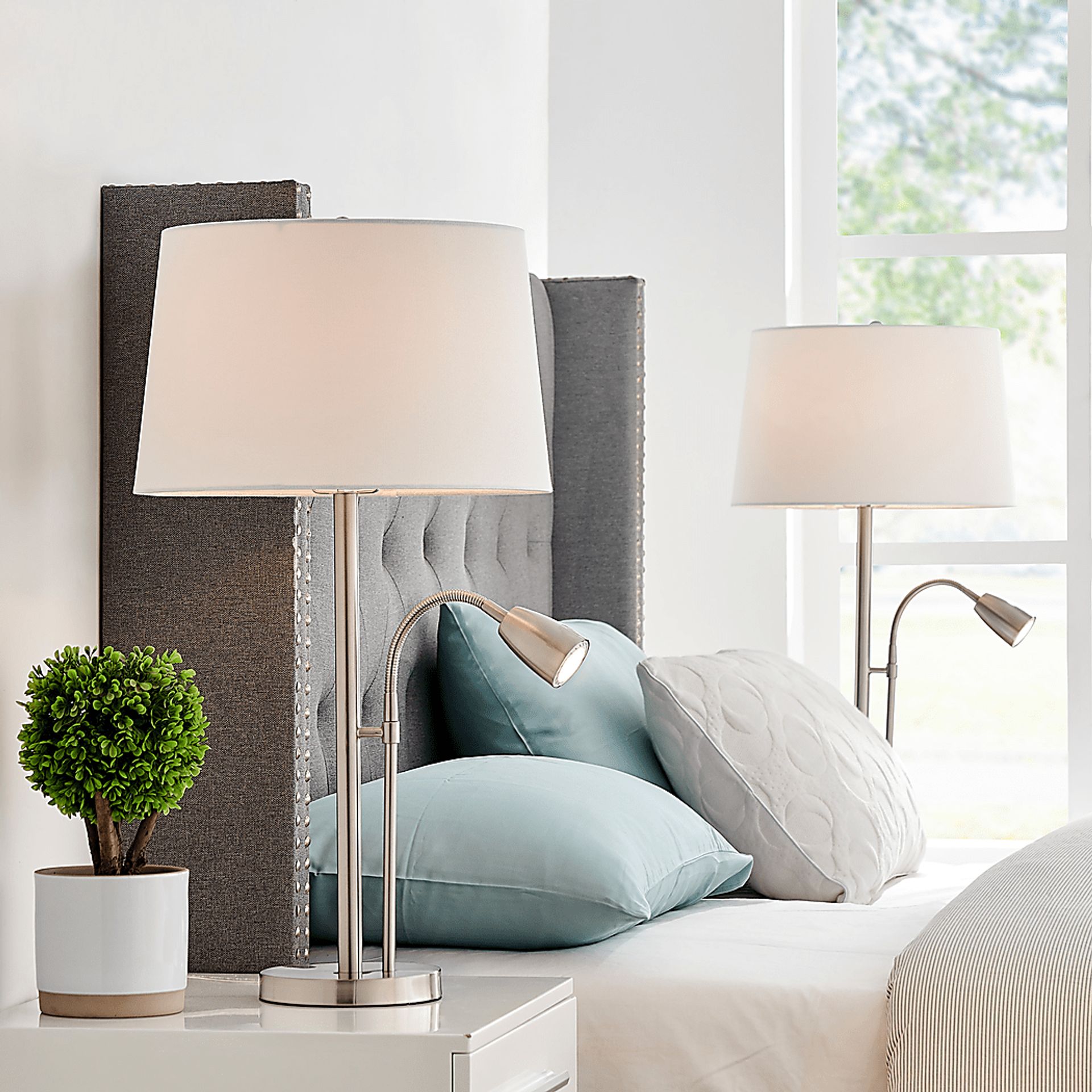 Bargello Farm Nickel Table Lamps, Set of 2 - Image 2