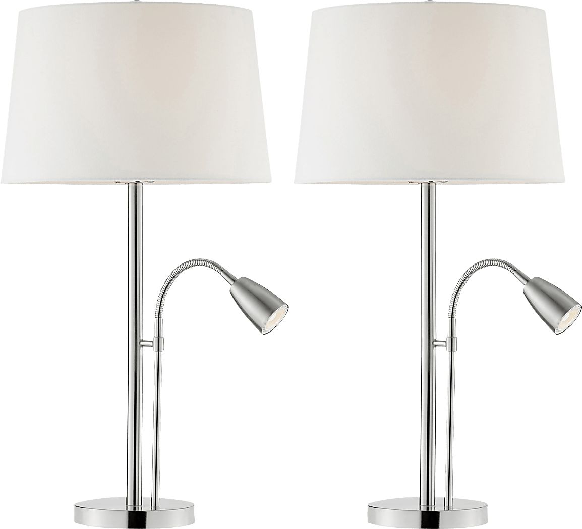 Bargello Farm Nickel Table Lamps, Set of 2
