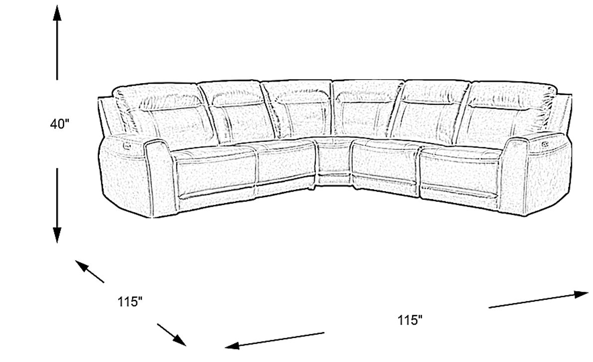 Bargotti Charcoal Leather 5 Pc Dual Power Reclining Sectional Rooms To Go