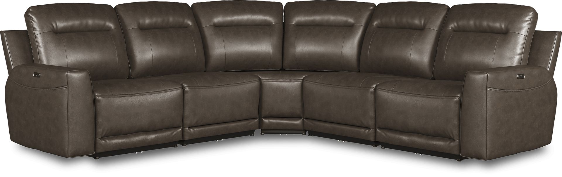 Bargotti Charcoal Black Gray Leather 5 Pc Power Reclining Sectional Rooms to Go