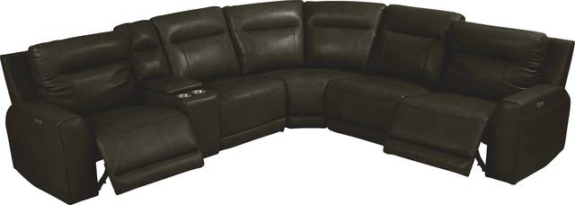 Bargotti Charcoal Leather 6 Pc Dual Power Reclining Sectional - Thumbnail - Image 3