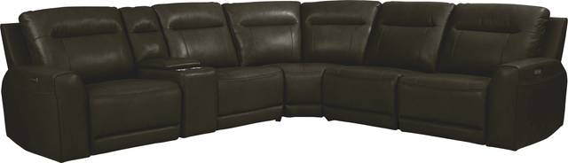 Bargotti Charcoal Leather 6 Pc Dual Power Reclining Sectional - Thumbnail - Image 1