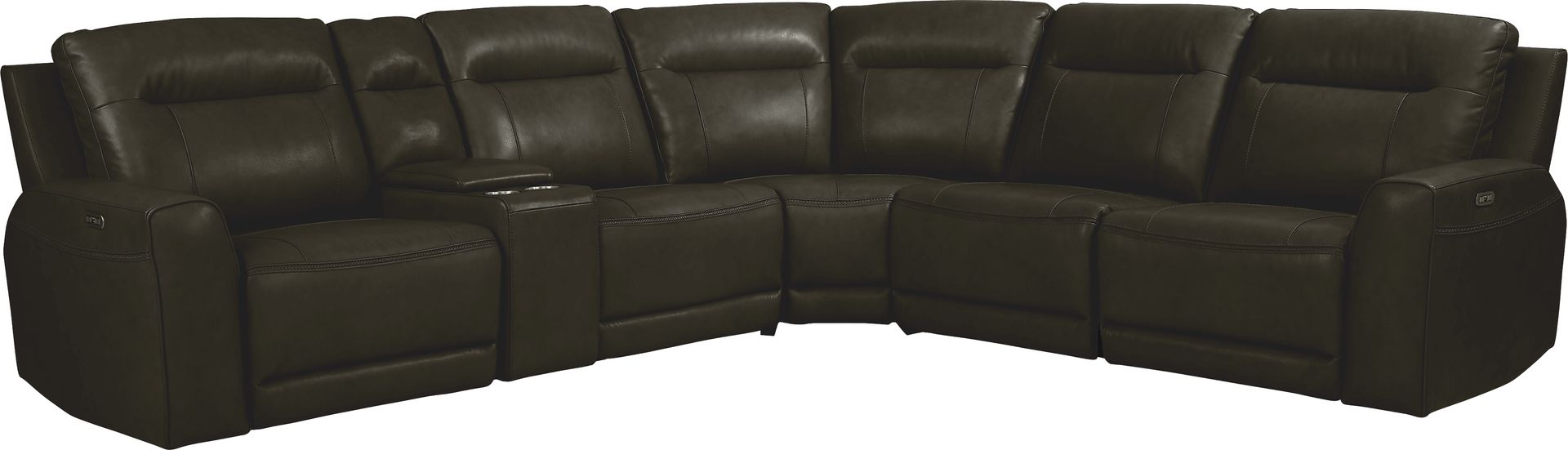 Bargotti Charcoal Leather 9 Pc Dual Power Reclining Sectional Living Room - Image 2