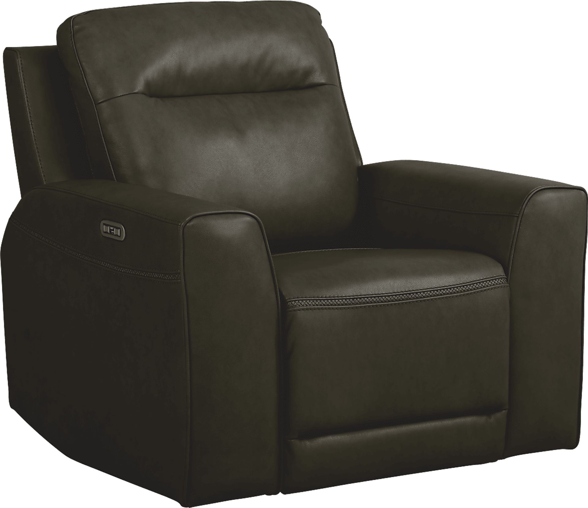 Bargotti Charcoal Leather Dual Power Recliner - Image 1