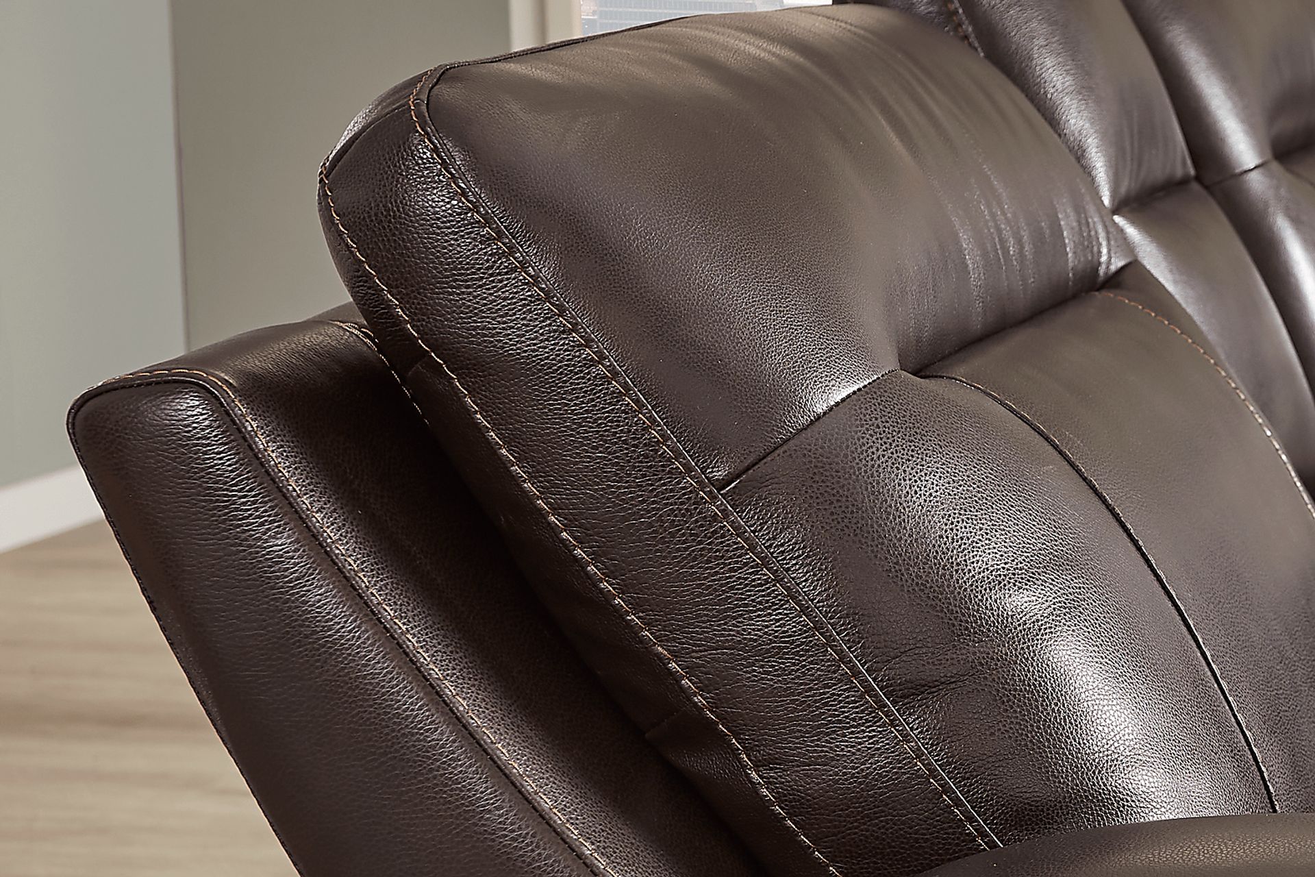 Bargotti Coffee Leather 5 Pc Dual Power Reclining Sectional - Image 3
