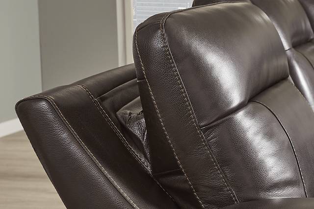Bargotti Coffee Leather 5 Pc Dual Power Reclining Sectional - Thumbnail - Image 4