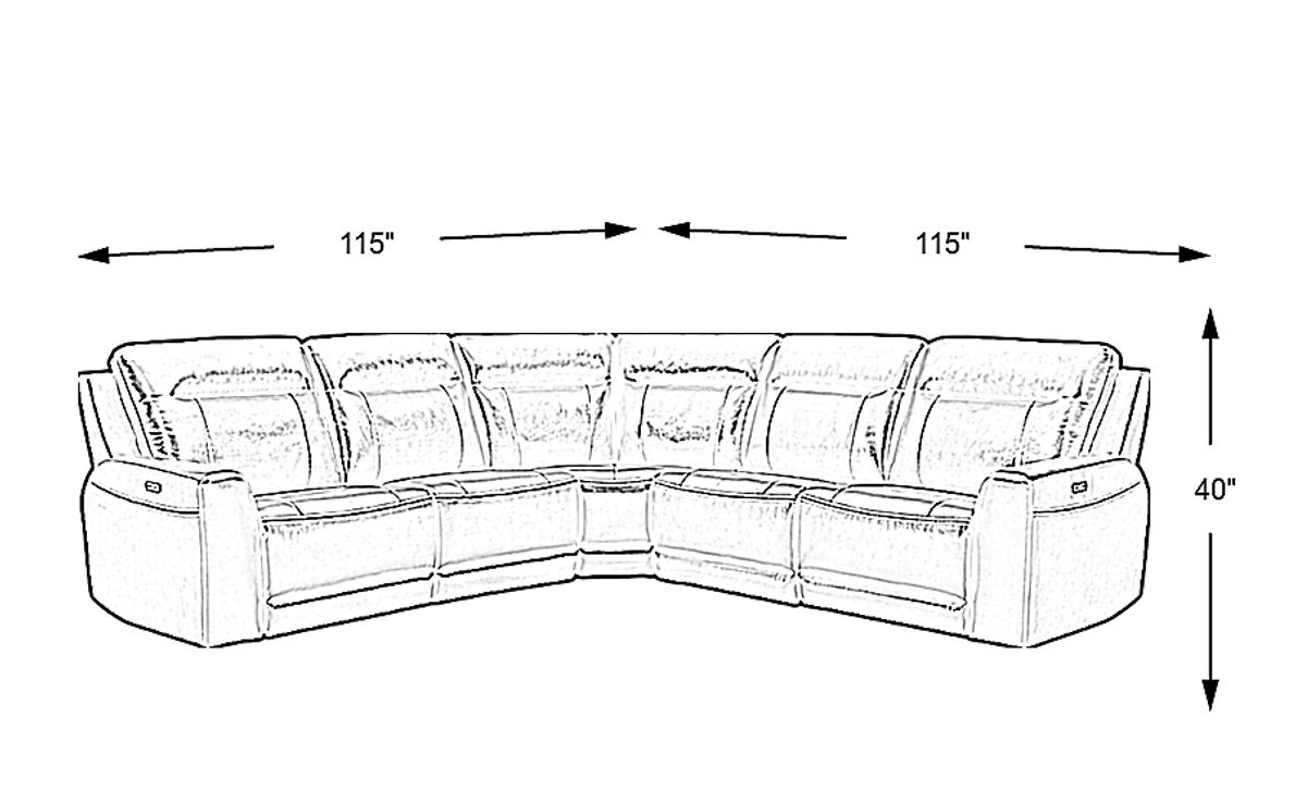 Bargotti Coffee Leather 5 Pc Dual Power Reclining Sectional Rooms To Go