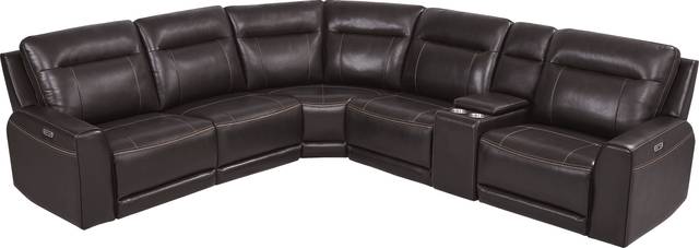 Bargotti Coffee Leather 6 Pc Dual Power Reclining Sectional - Thumbnail - Image 3