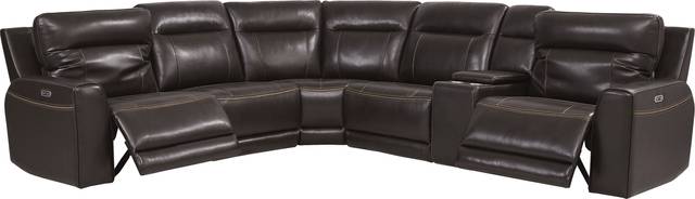 Bargotti Coffee Leather 6 Pc Dual Power Reclining Sectional - Thumbnail - Image 4