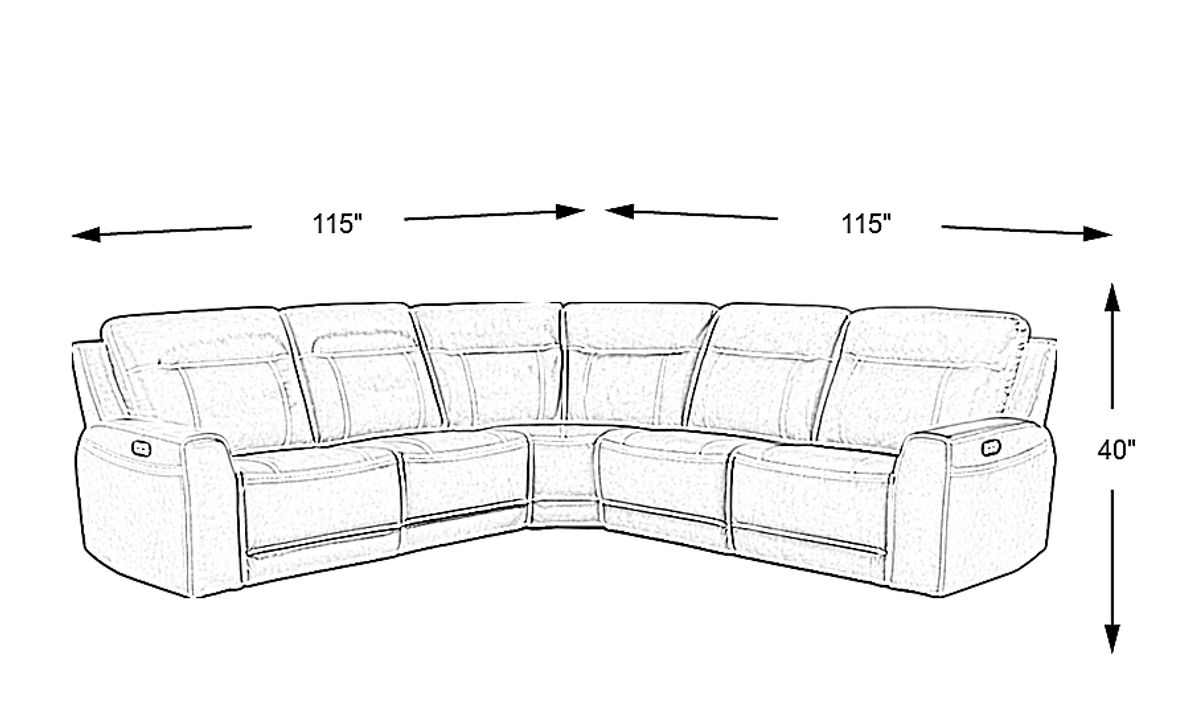 Bargotti Ice Leather 5 Pc Dual Power Reclining Sectional Rooms To Go