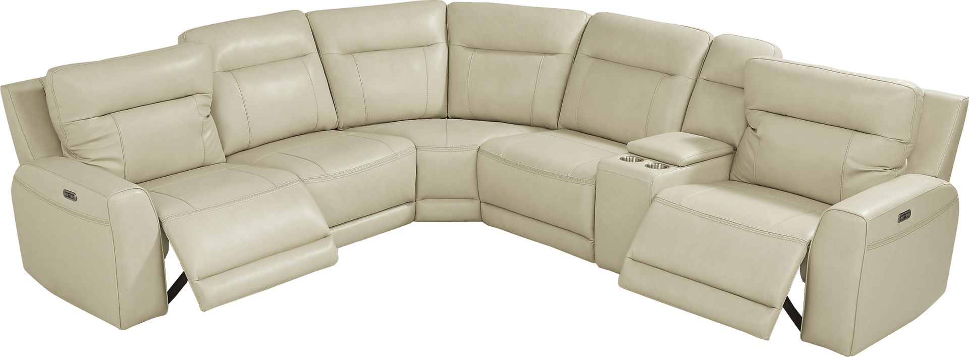 Bargotti Ice Leather 6 Pc Dual Power Reclining Sectional - Image 5
