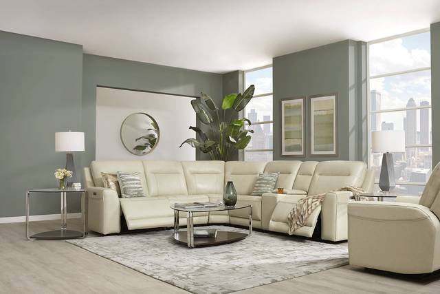Bargotti Ice Leather 6 Pc Dual Power Reclining Sectional - Thumbnail - Image 2